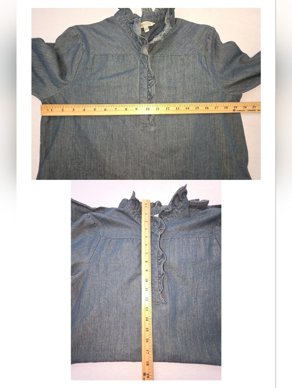 Herrlicher XS Ruffle Yoke Short Denim Antke Dress 3809-CW - Picture 10 of 12